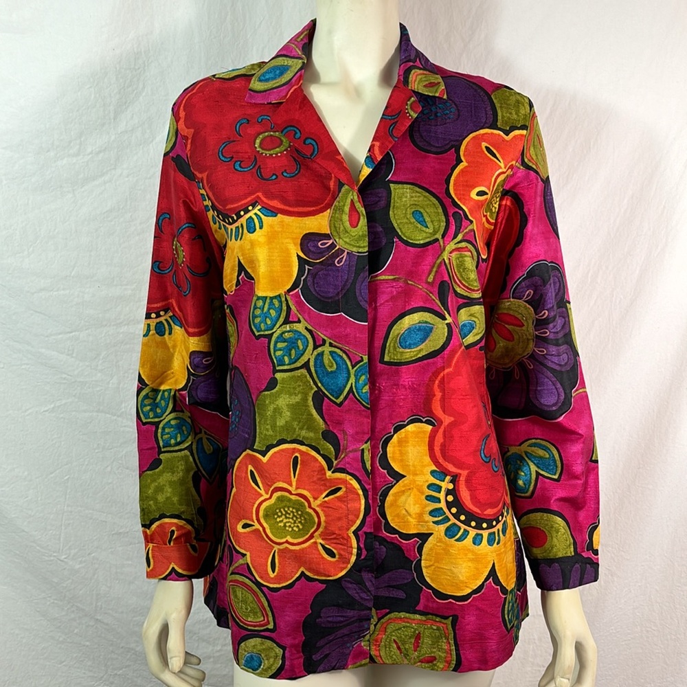 Chicos silk blouse, size Chicos 1/M EUC